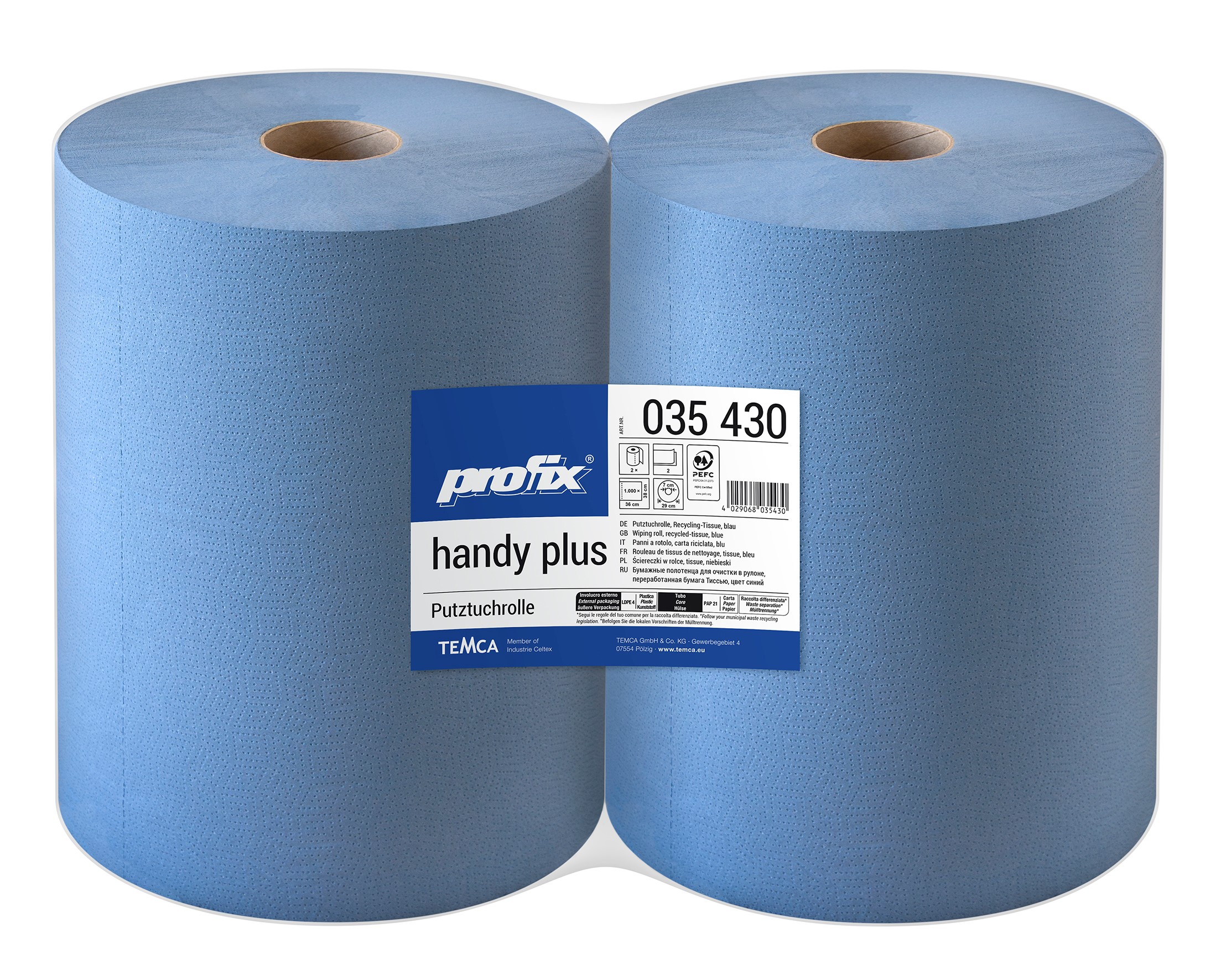 Putztücher, blaue Rolle, 2 x 1000 Blatt, 2-lg
