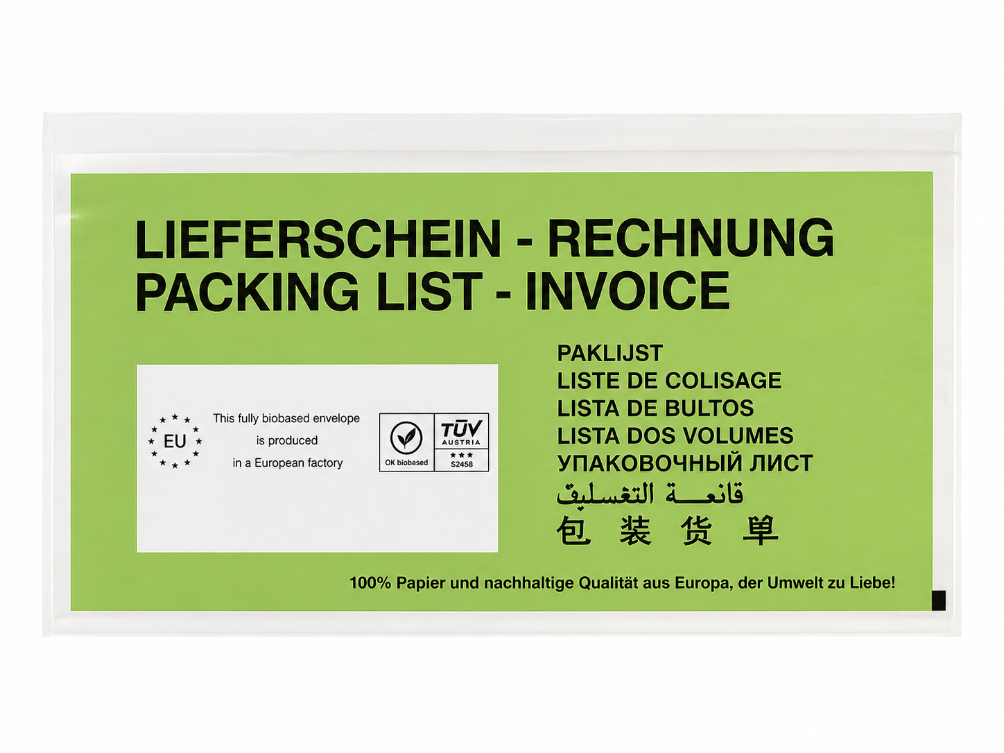 Papier Lieferscheintaschen DIN lang, 1000 Stück (bedruckt)