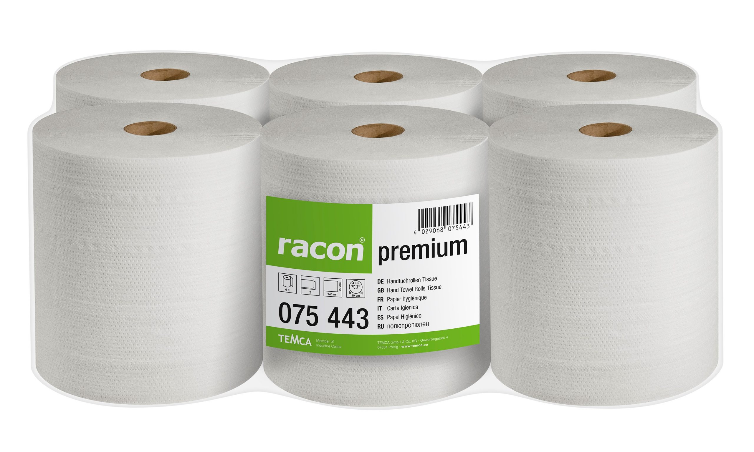 RACON PREMIUM HANDTUCHROLLE, 6 x 140 m
